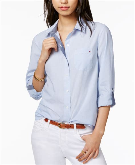 tommy hilfiger women's shirts sale|tommy hilfiger striped shirt women's.